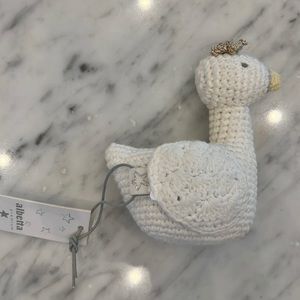 New Albetta Crocheted White Swan Rattle Stuffed Toy